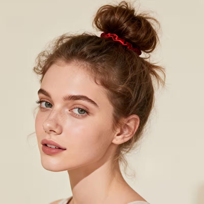 9pcs Black + Red + White Random Colors Small Intestine Hair Scrunchies Set.