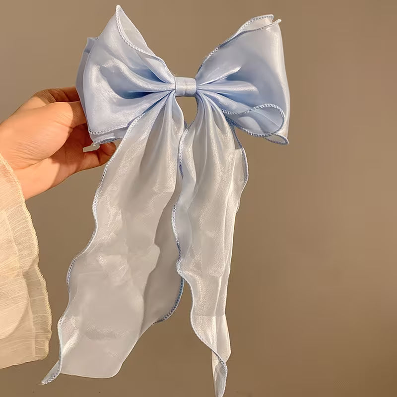 French-Style Large Bow & Tail Hair Clip For Girls.
