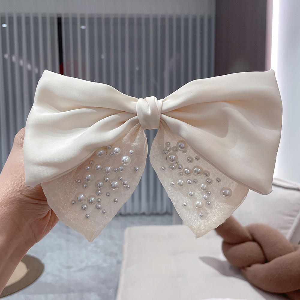 Korean Style Summer Pearl Bow Hair Clip.