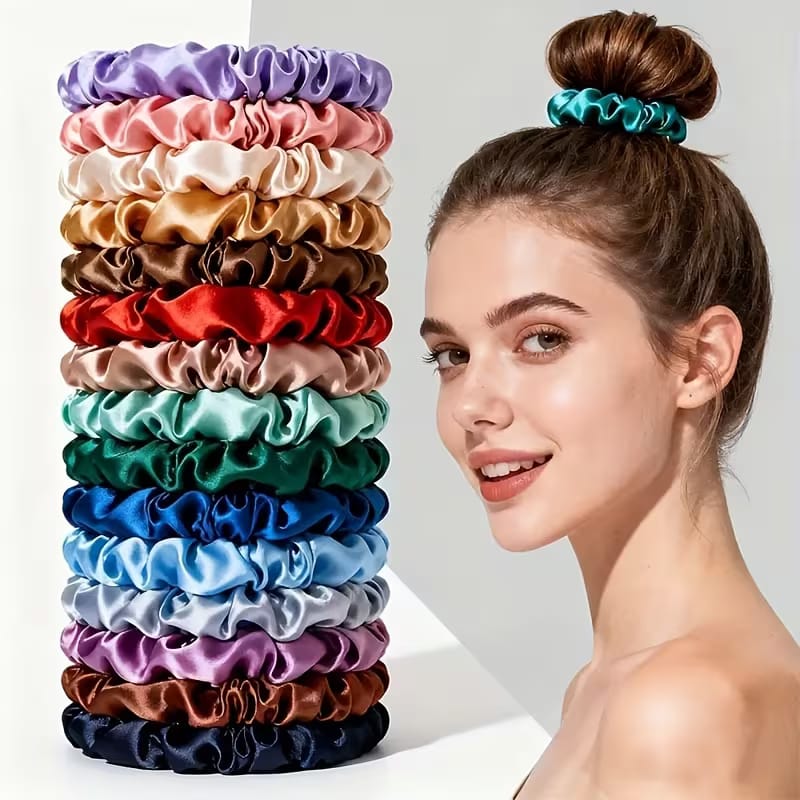 8 PCS Premium Satin Hair Scrunchies – Gentle Hold, Elegant Colors