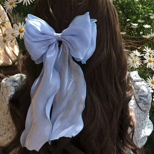 French-Style Large Bow & Tail Hair Clip For Girls.