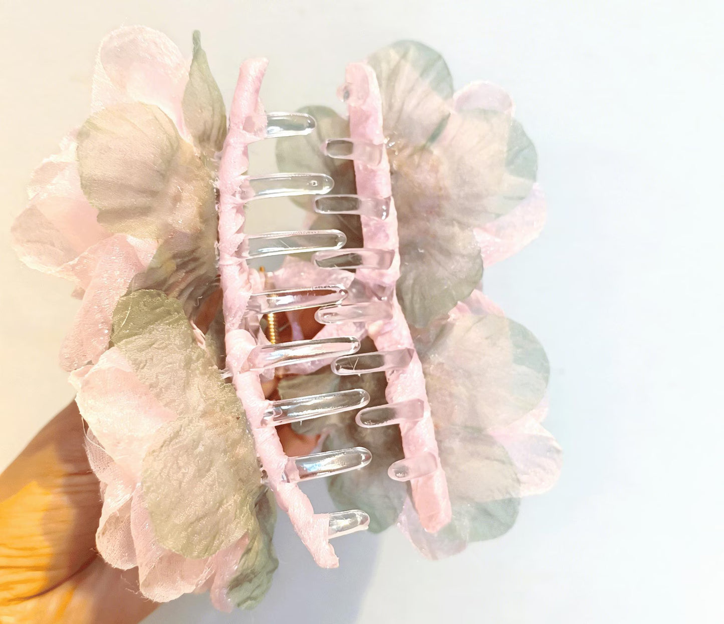 Rose Hair Claw, Handmade Double Flower Hair Clip.