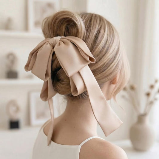 Elegant Satin Bow Hair Claw Clip.