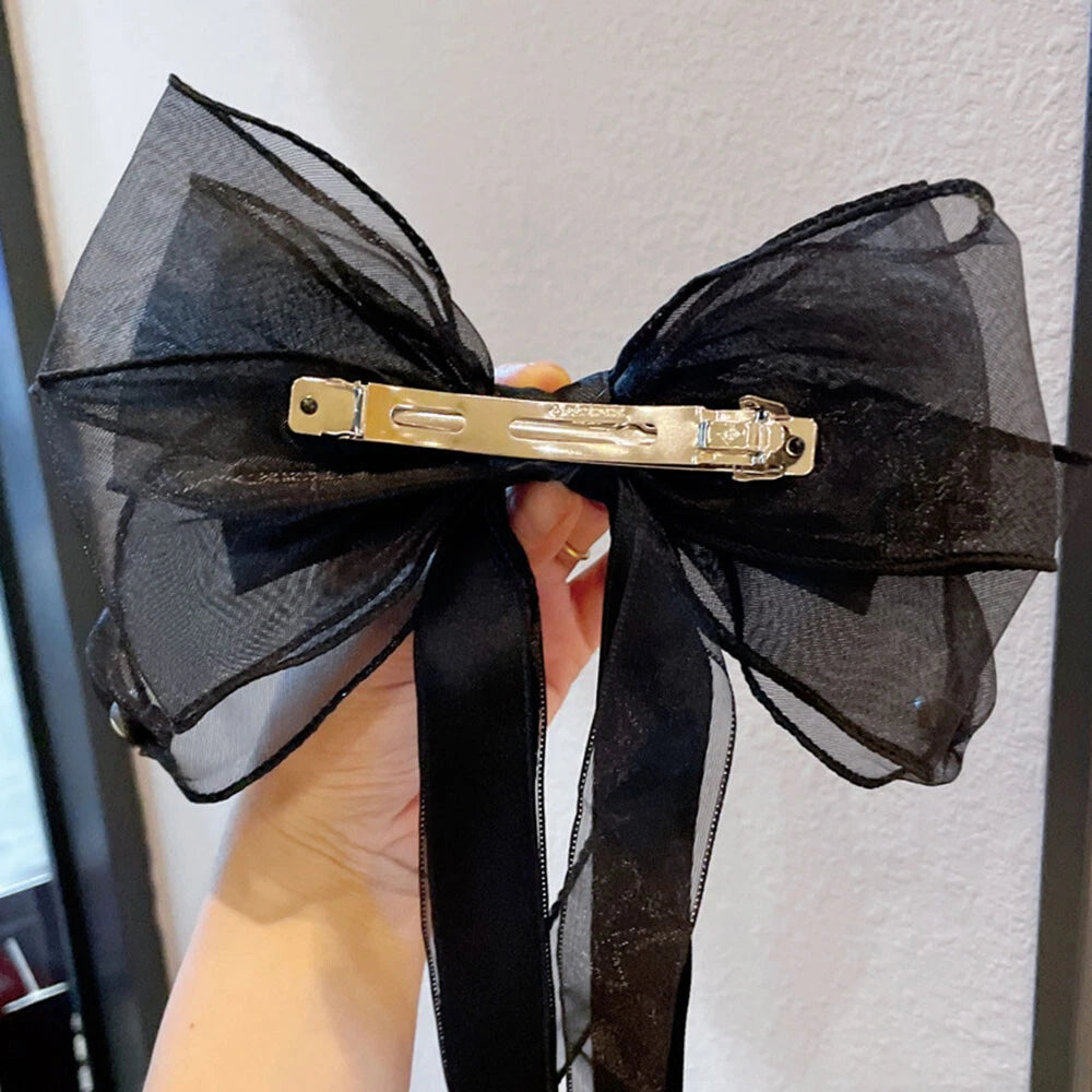 Multi-layer Ribbon Hair Clip Yarn Bow Barrette Large Size.
