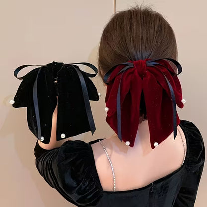 French Vintage Velvet Bow Hair Clip.