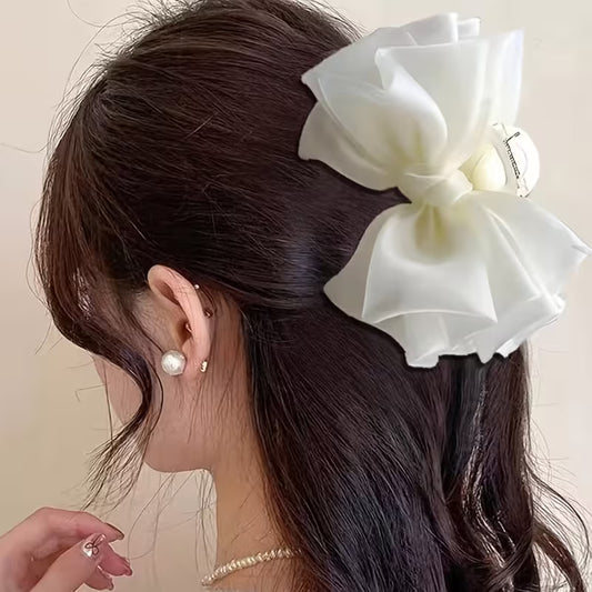 1pc Summer Large Organza Multi-Layer Bow Hair Claw.