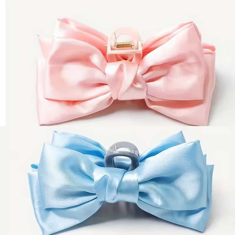 Oversized Bow Hair Additions for Ladies Silk Hair Claw.