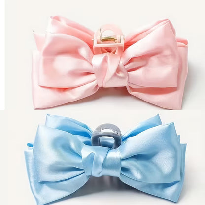 Oversized Bow Hair Additions for Ladies Silk Hair Claw.
