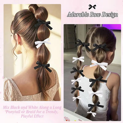 10pcs Girl's Fashion Cute Bow Hair Ties, Perfect for Daily Use.