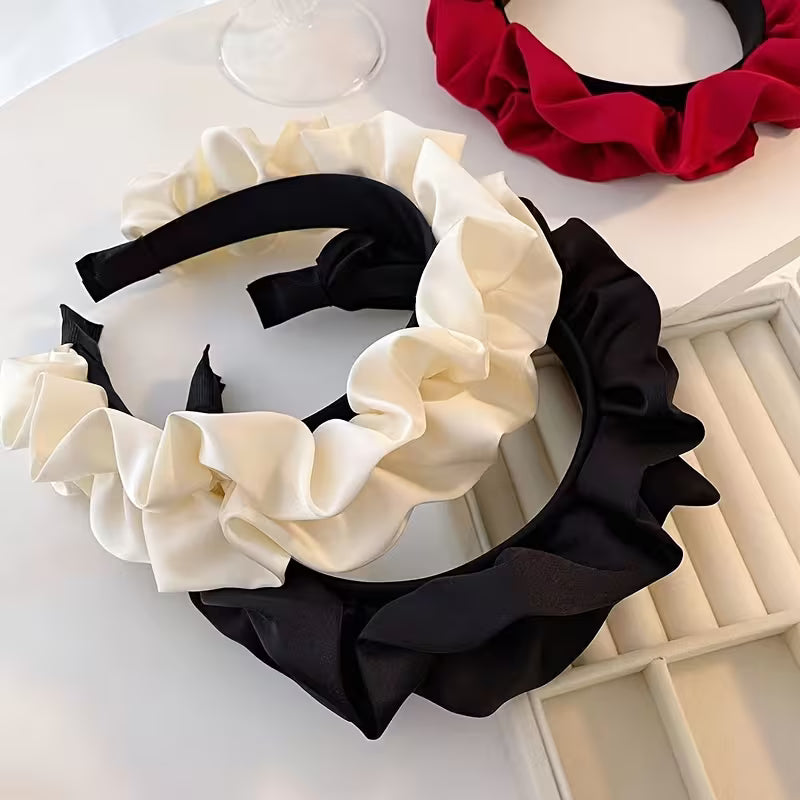 3pcs Elegant High Crown Satin Headband