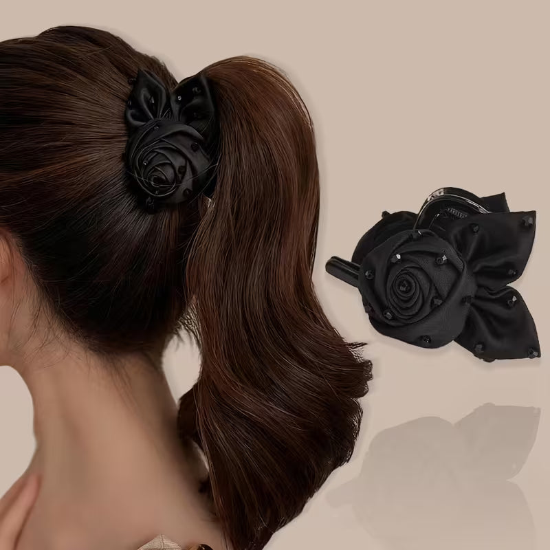 A New Fabric Rose Acrylic Hair Claw, a Stylish Women'S Hair Clip.