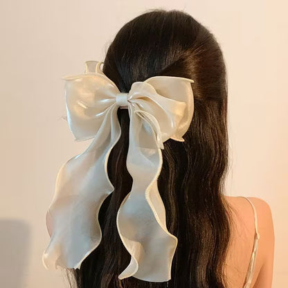 French-Style Large Bow & Tail Hair Clip For Girls.