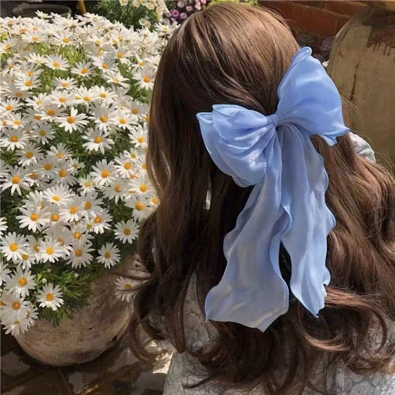 French-Style Large Bow & Tail Hair Clip For Girls.