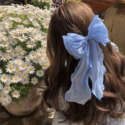 French-Style Large Bow & Tail Hair Clip For Girls.