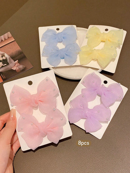 8pcs Assorted Color Sweet Style Hair Clips.