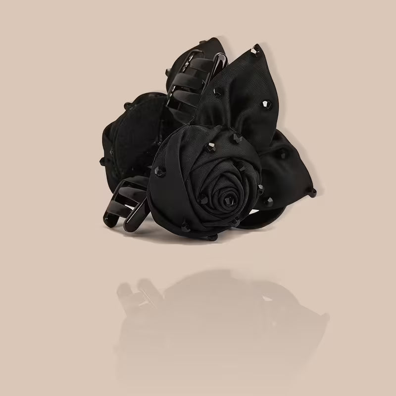 A New Fabric Rose Acrylic Hair Claw, a Stylish Women'S Hair Clip.