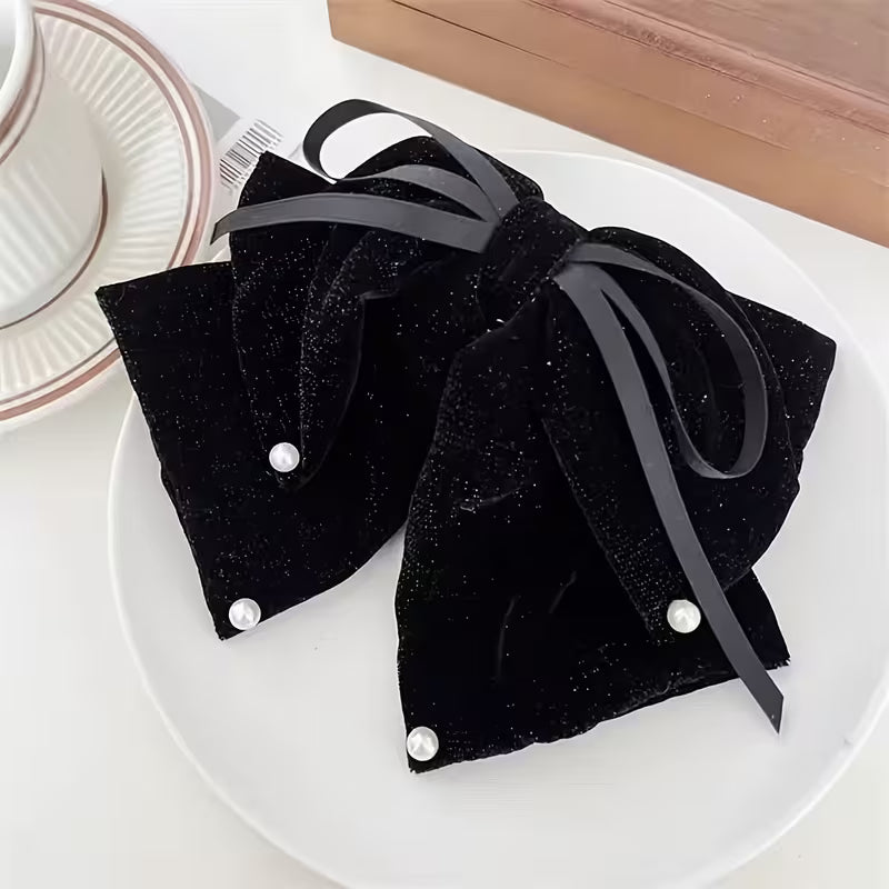 French Vintage Velvet Bow Hair Clip.