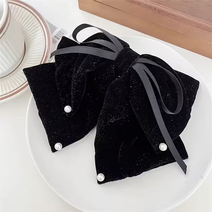 French Vintage Velvet Bow Hair Clip.