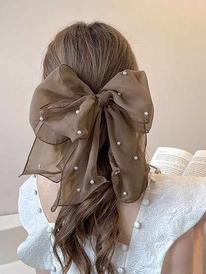 PEARL HAIR BOW CLIP.