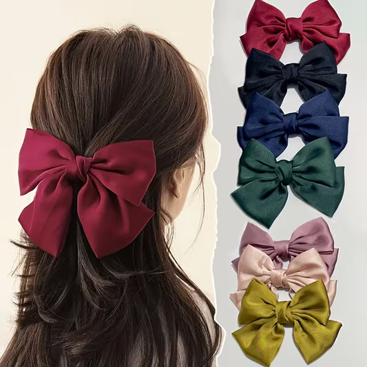 6pcs Spring and Summer Sweet Temperament Fabric Bow Hair Clip.