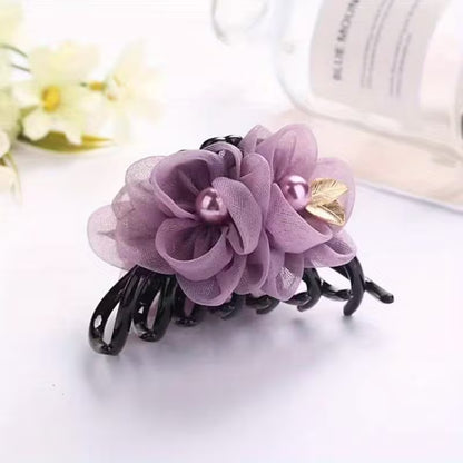 Flower Fabric Hairpin, Korean-Style Hair Claw.