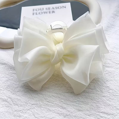 1pc Summer Large Organza Multi-Layer Bow Hair Claw.
