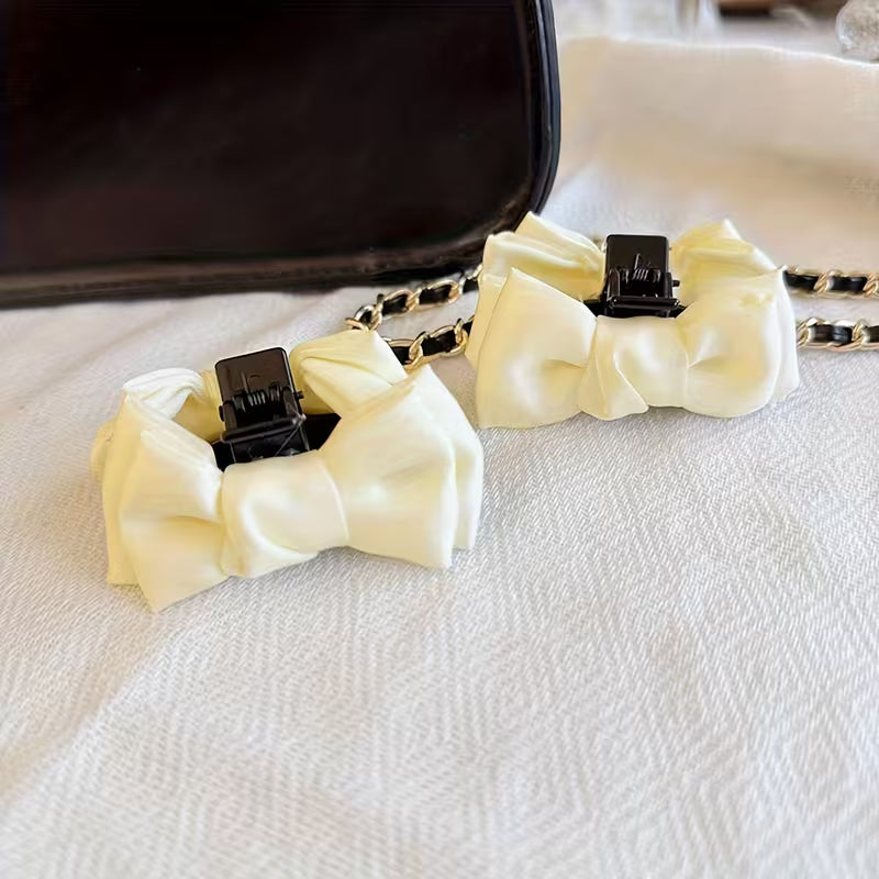 2pcs Women'S Black Bow Hair Clips, Stylish And Sweet Cute Style.