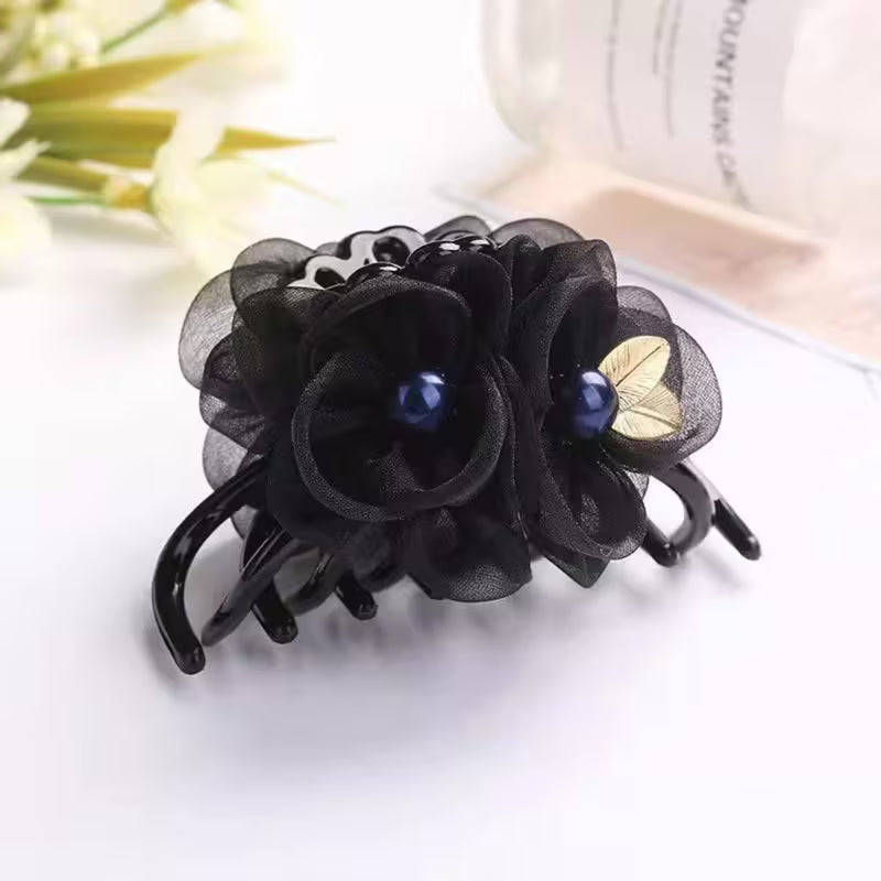 Flower Fabric Hairpin, Korean-Style Hair Claw.