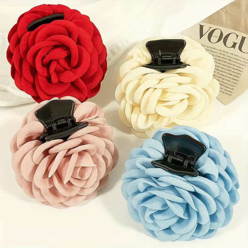 Rose Flower Hair Clips for Women - Elegant Floral Design, Soft and Comfortable Grip