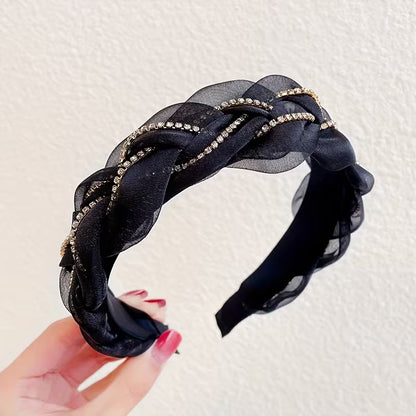 Elegant Rhinestone Braided Headband for Women.