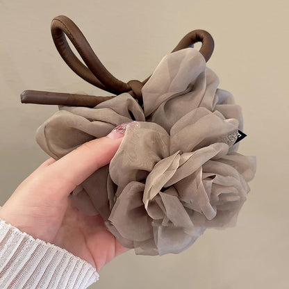 French Style Organza Flower Bow Scrunchie for Women.