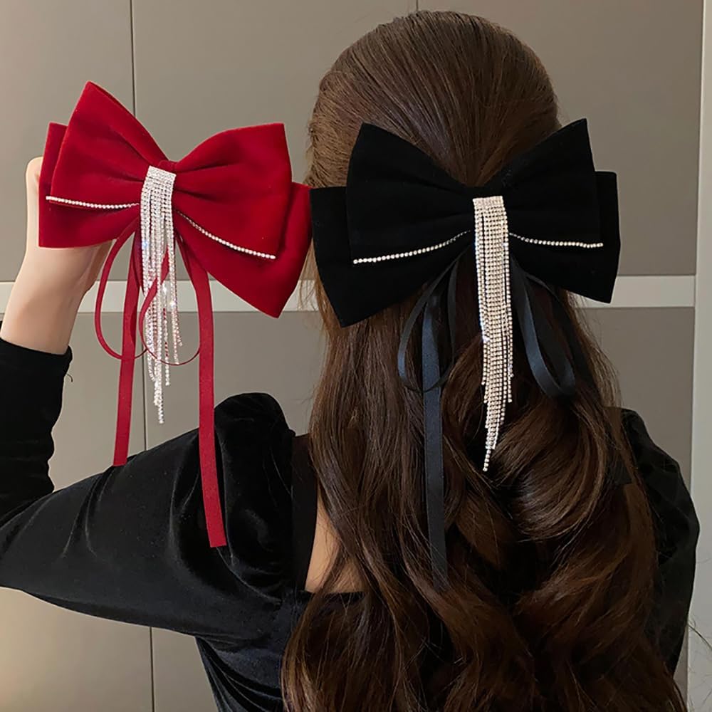 Larger Bows Diamond Hair Clips.