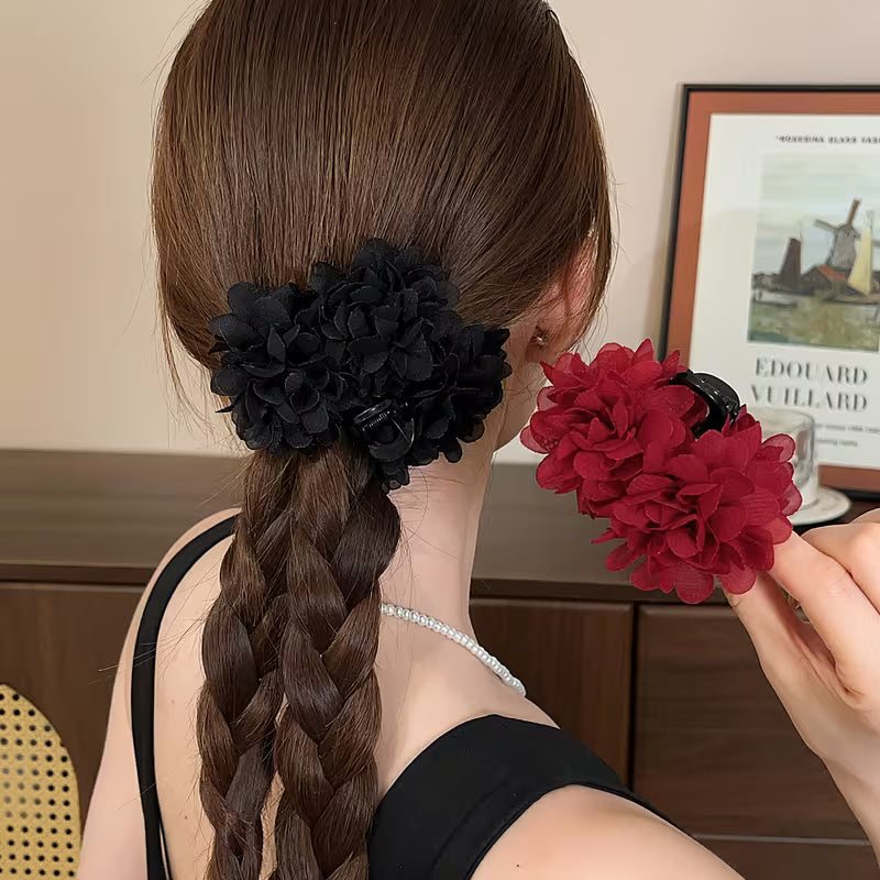 1pc Elegant Camellia Flower Bun Hair Claw.