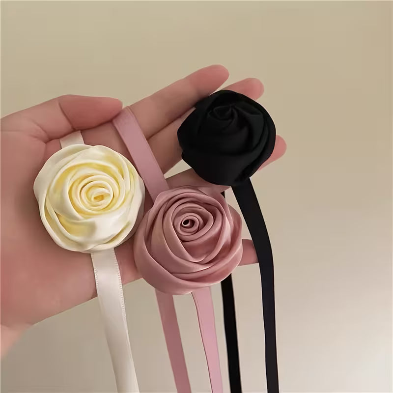 Rose Flower Hair Tie Scrunchie Ribbon, Suitable for Daily and Outdoor Use.