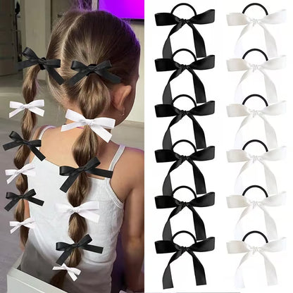 10pcs Girl's Fashion Cute Bow Hair Ties, Perfect for Daily Use.