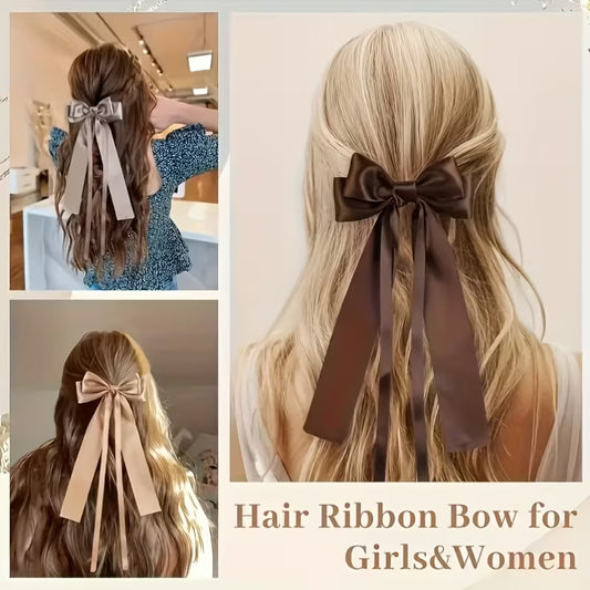 6PCS New Satin Bow Hair Clips, Trendy Minimalist European-Style Hairpins, Cute 's Hair Accessories