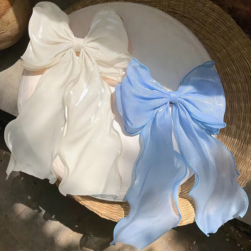 French-Style Large Bow & Tail Hair Clip For Girls.