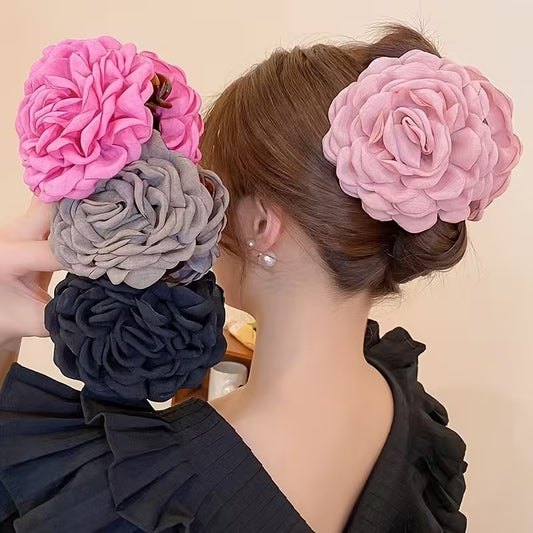 Rose Flower Hair Clips for Women - Elegant Floral Design, Soft and Comfortable Grip