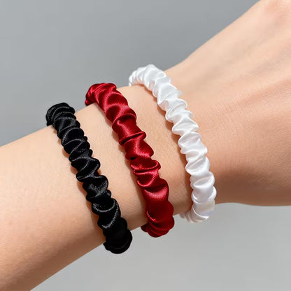 9pcs Black + Red + White Random Colors Small Intestine Hair Scrunchies Set.