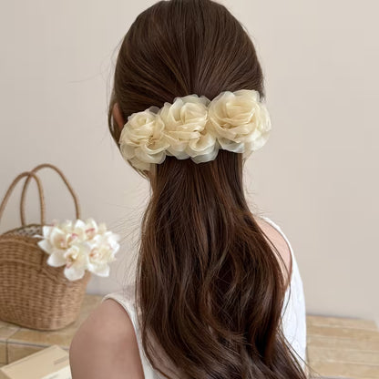 1pc Gentle Mesh Floral Claw Clip.