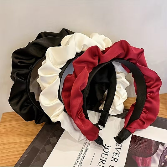 3pcs Elegant High Crown Satin Headband