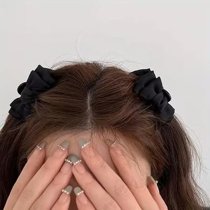 2pcs Women'S Black Bow Hair Clips, Stylish And Sweet Cute Style.