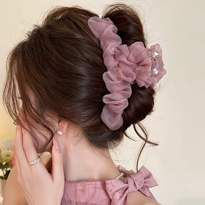 Hold Hair Claw Clip with Netted Shank for Braids, Ponytails, Buns.