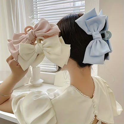 Oversized Bow Hair Additions for Ladies Silk Hair Claw.