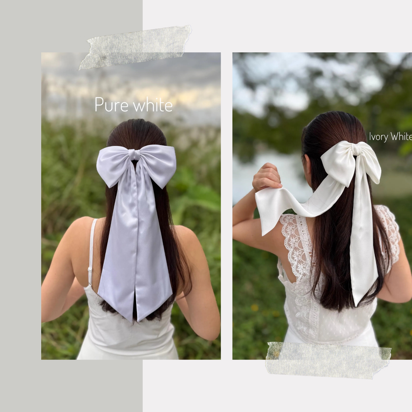Silk Long Hair Bow Clip For Girls Hair Accessories .