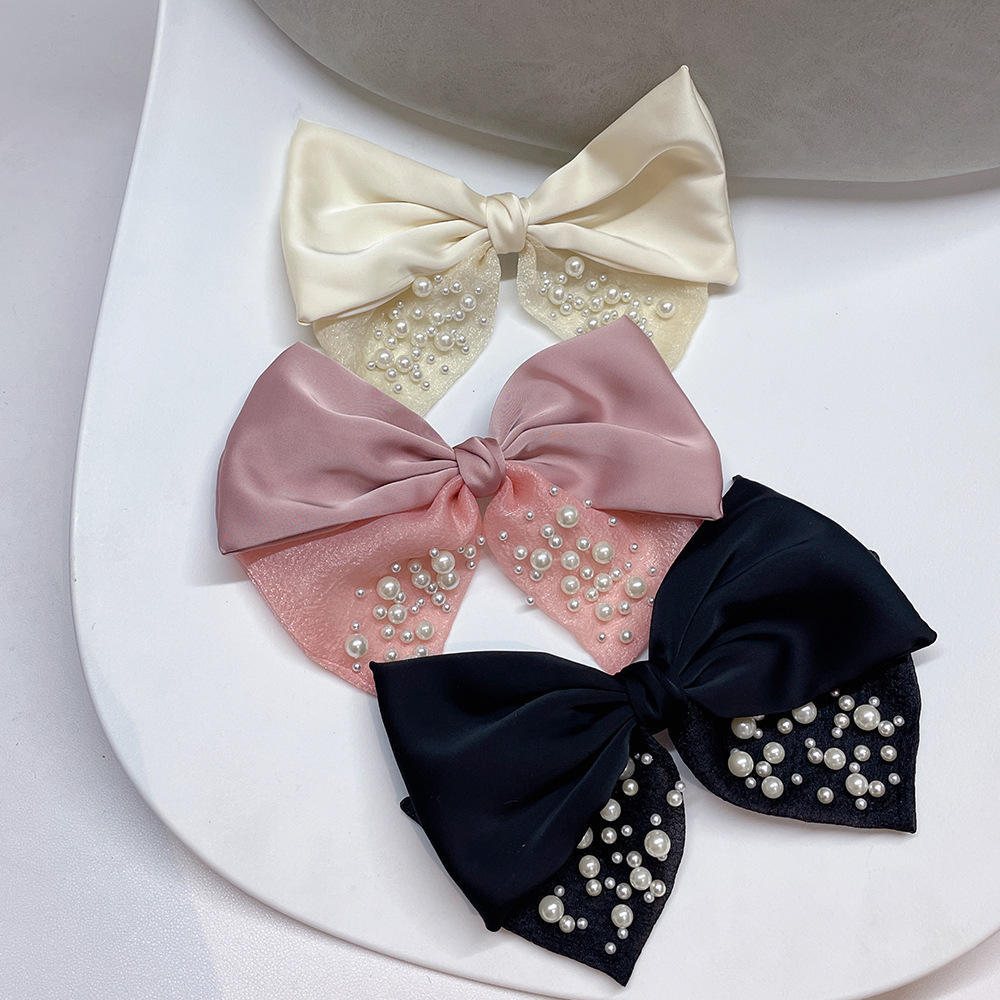 Korean Style Summer Pearl Bow Hair Clip.
