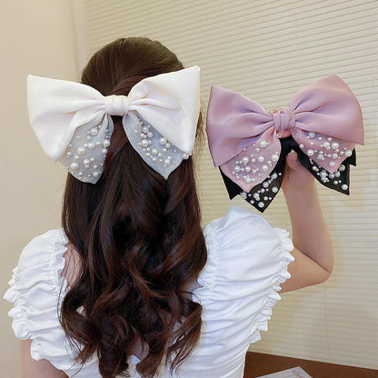 Korean Style Summer Pearl Bow Hair Clip.