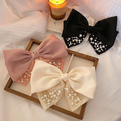 Korean Style Summer Pearl Bow Hair Clip.