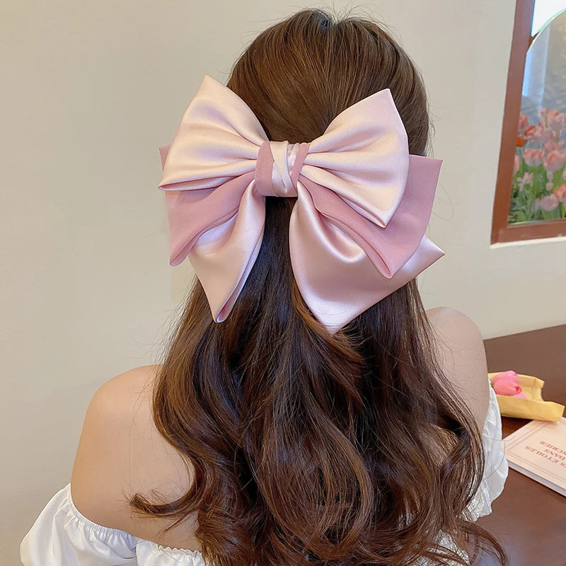 1 PC Bowknot Hair Clips Women Girls Soft Satin Hair Accessories for girls.