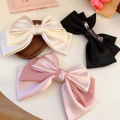 1 PC Bowknot Hair Clips Women Girls Soft Satin Hair Accessories for girls.